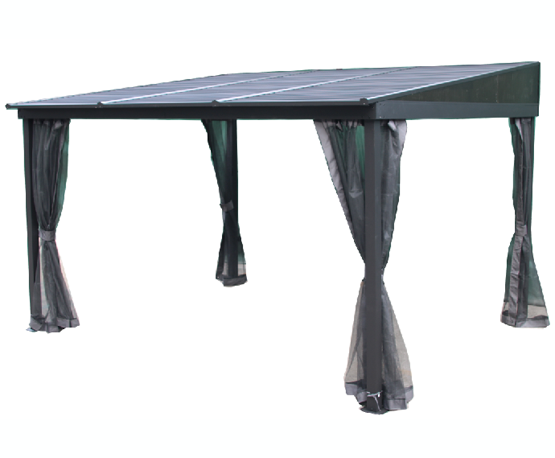 3x3,6m ijzeren dakzonwering voor wandmontage